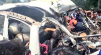 Six killed as microbus collides with truck in Natore